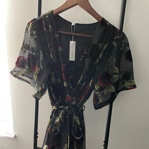 NWT Baltic Born Parisian Velvet Maxi Dress in Black Rose Floral